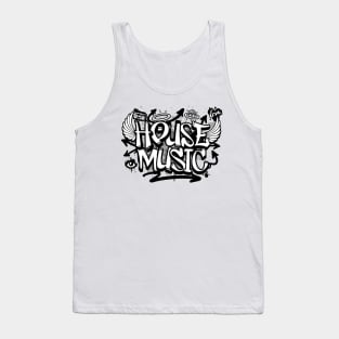 HOUSE MUSIC  -  Graffiti Steez (Black/Grey) Tank Top